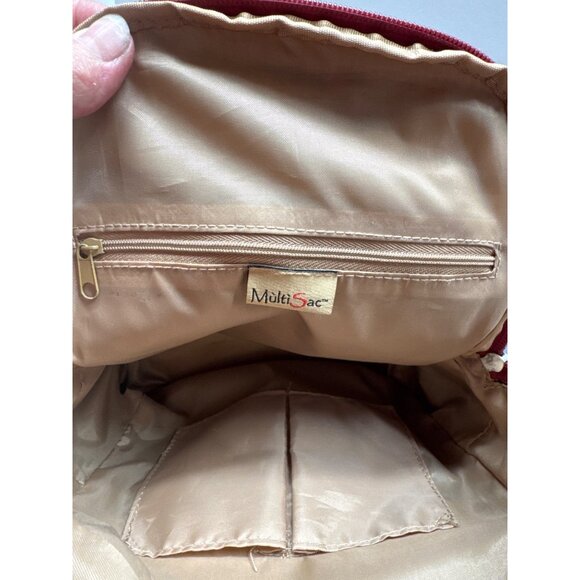 Multisac Red Maroon Faux Leather Mini Backpack Purse - Picture 16 of 16